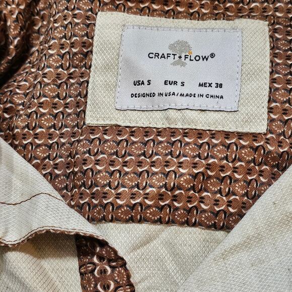 Craft + Flow Cream Woven Long Sleeve Button Up Office Work Dress Shirt Men’s S - Picture 3 of 8